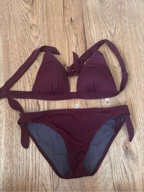 Women's Burgundy Tie-Back Bikini Set